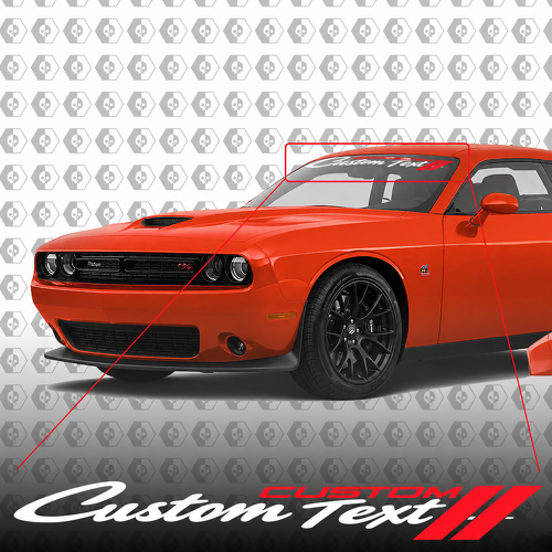 CUSTOM CUSTOM TEXT Twin Slash Banner — Autocollant en vinyle (pare-brise) pour Dodge Challenger 2018-2020