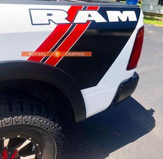 Dodge Ram rebelle Grunge Logo camion vinyle autocollant côté lit graphique rouge Mopar rayures