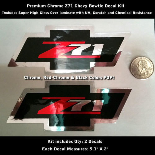 Z71 Chevy Bowtie Autocollants Autocollants Kit Paire Chrome Super Haute Brillance 0108
