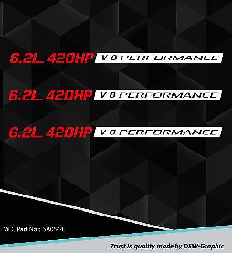 Autocollant de capot de performance 6,2 l, emblème Chevy Camaro Ss Rs Ls3 Sa0544
