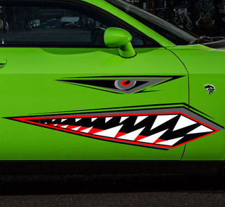 Dents de requin volant tigre vinyle autocollant autocollant graphique voiture guerre avion bateau canoë