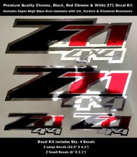 Z71 Kit d'autocollants Chrome Rouge Chrome Noir Blanc Qualité Premium 0091
