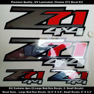 Kit d'autocollants Z71 Chrome Rouge Noir Blanc Qualité Premium UV 0164