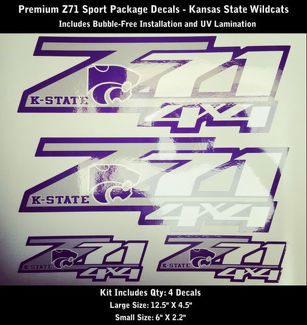 Kit de décalcomanies Z71 Kansas State Wildcats de qualité supérieure sans bulles 0181