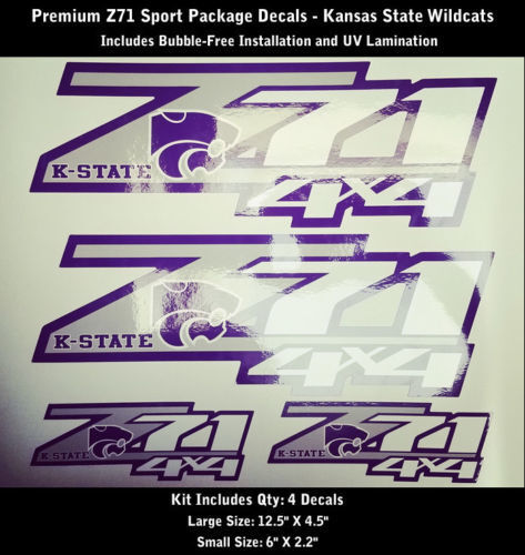 Kit d'autocollants Z71 Kansas State Wildcats de qualité supérieure sans bulles 0181
