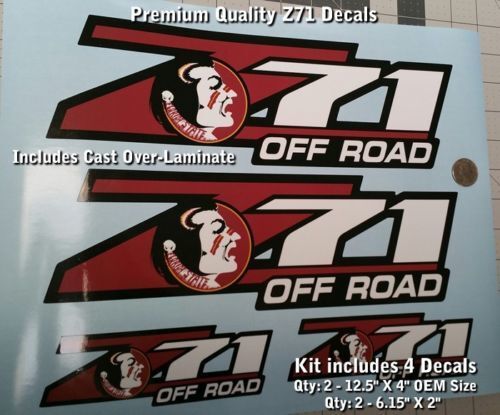 Z71 Kit d'autocollants OEM Taille Florida Seminoles FSU Design Comprend 0020
