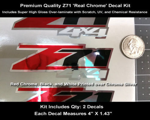 Kit d'autocollants en vinyle style chrome Z71 4x4 pour Chevy Silverado GMC Sierra