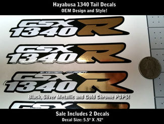1340 Hayabusa Original Style Stickers Noir Métallisé Argent Or Chrome 5.5