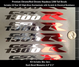 Kit d'autocollants 1300 R 2pcs Hayabusa GSXR Chrome & Red Chrome Premium 0168