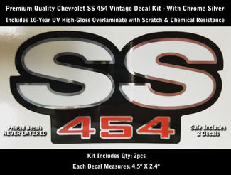 Kit de décalcomanies SS 454 2pcs Camaro Chevrolet contours chromés 4.5 