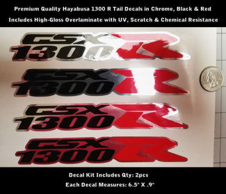 1300 R Hayabusa GSXR Tail Decal Kit 2pcs Chrome Rouge Noir UV 0172