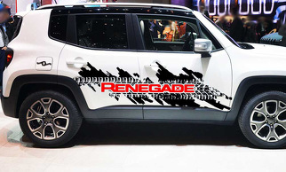 Jeep Renegade côté Splash pneu pistes Logo graphique vinyle autocollant autocollant 2 couleurs