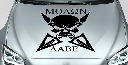 Autocollant Vinyle Capuche Crâne Molon Labe pour Jeep Wrangler
