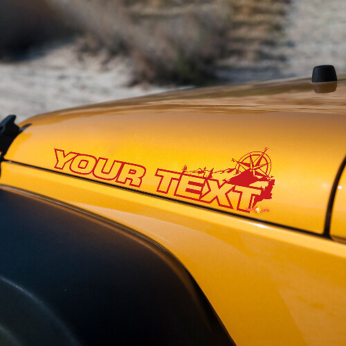 Paire Jeep Wrangler Rubicon Vinyl Hood Stickers Décalcomanies Illimité ou TEXTE PERSONNALISÉ
