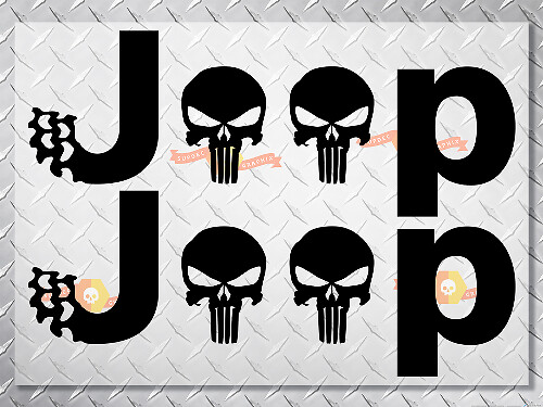 Autocollant vinyle latéral style Punisher avec logo Jeep pour Jeep Wrangler