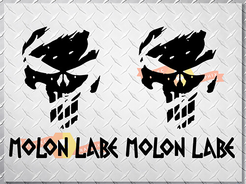 Autocollant vinyle latéral Crâne Punisher Molon Labe