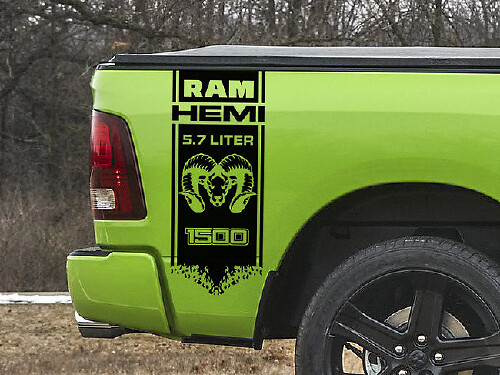 Kit de décalcomanies en vinyle bandes latérales de benne 4x4 Hemi 5.7L pour Dodge Ram 1500