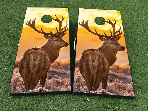 Ensemble de 2 autocollants en vinyle pour planche de cornhole avec motif cerf
