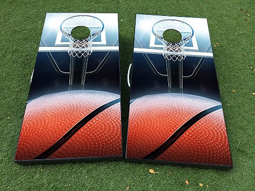 Ensemble de décalcomanies en vinyle pour planche de cornhole avec panier de basket