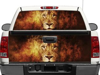 Lion en flamme arrière fenêtre OU hayon autocollant autocollant Pick-up camion SUV voiture
