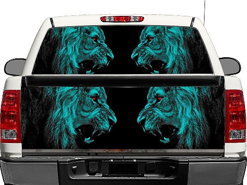 Autocollant Vinyle Angry Lions pour Vitre Arrière ou Hayon de Pick-Up et SUV