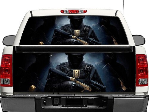 Autocollant vinyle pour lunette arrière ou hayon Rainbow Six Siege pour pick-up et SUV