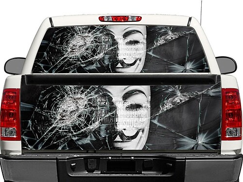 Autocollant Vinyle Anonyme pour Lunette Arrière ou Hayon de Camionnettes SUV