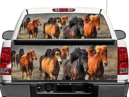 Autocollant en vinyle Animal Troupeau Cheval pour lunette arrière ou hayon de pick-up et SUV