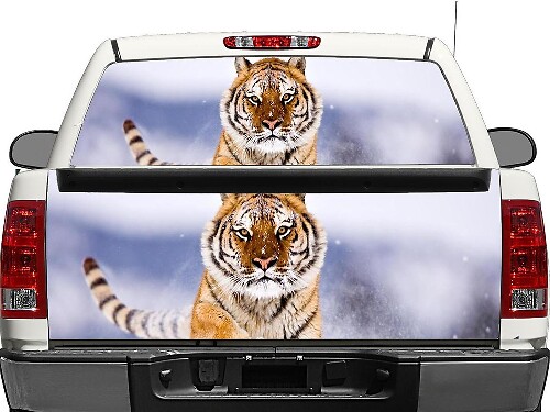 Autocollant vinyle Snow Tiger pour lunette arrière ou hayon de pick-up et SUV