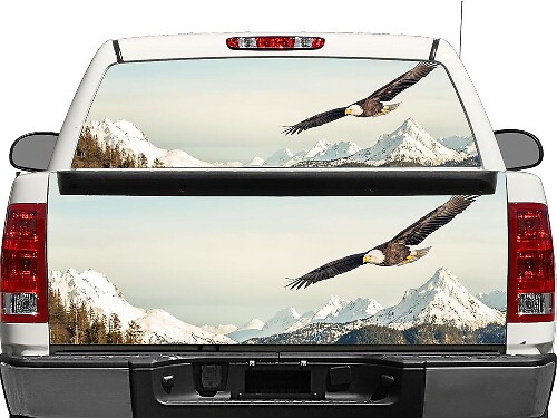 Autocollant Vinyle Aigle Royal Montagne pour Vitre Arrière ou Hayon de Camion SUV Voiture