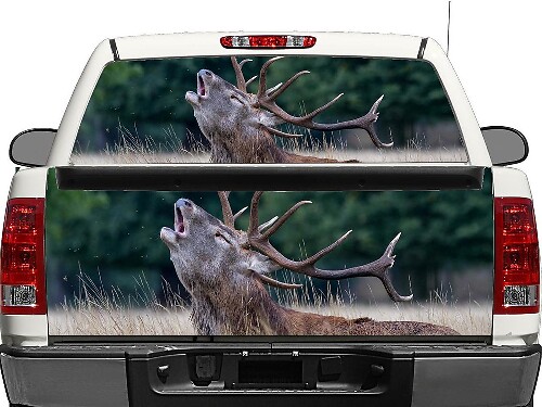 Autocollant Vinyle Nature Cerf pour Lunette Arrière ou Hayon de Pick-up et SUV