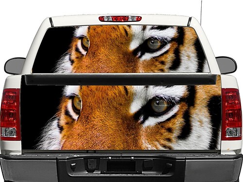 Autocollant en vinyle Yeux du Tigre pour lunette arrière ou hayon de pick-up et SUV