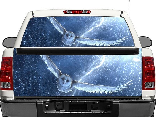 Autocollant en vinyle Chouette Harfang pour lunette arrière ou hayon de pick-up et SUV