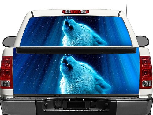 Autocollant en vinyle pour lunette arrière ou hayon Polar Wolf pour pick-up et SUV