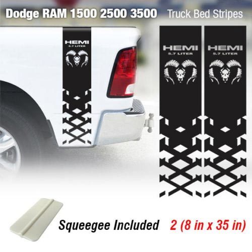 Autocollant vinyle bandes d'accent style Hemi pour flanc de caisse Dodge Ram 3500