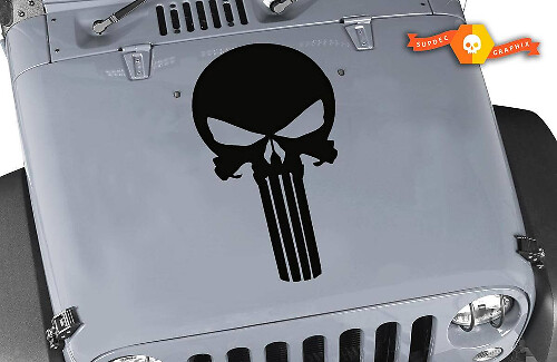 Autocollant en vinyle logo crâne Punisher pour capot Jeep Wrangler