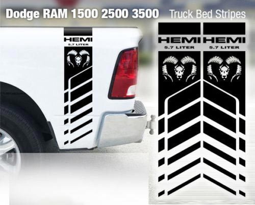 Autocollant en vinyle bande d'accent style Hemi pour côté de caisse Dodge Ram 1500