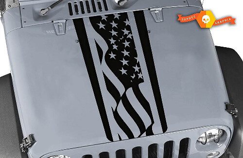 Autocollant en vinyle Rayures de capot Drapeau américain pour Jeep Wrangler