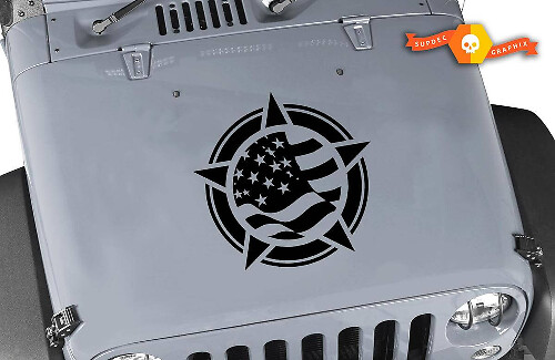 Autocollant en vinyle étoile du drapeau USA pour capot Jeep Wrangler