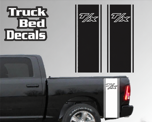 T/X Vertical Twin Pinstripe Pair Côté de benne Autocollant vinyle pour RAM 1500 2023