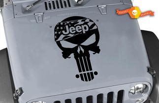 Jeep Wrangler TJ LJ JK Punisher Skull Flag Kit Set Hood Vinyl Decal Car/Camion