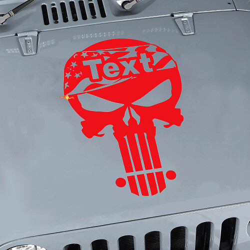 Autocollant en vinyle personnalisable tête de mort Punisher drapeau USA pour capot Jeep Wrangler