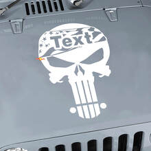 Autocollant en vinyle personnalisable tête de mort Punisher drapeau USA pour capot Jeep Wrangler_2