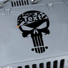 Autocollant en vinyle personnalisable tête de mort Punisher drapeau USA pour capot Jeep Wrangler_3