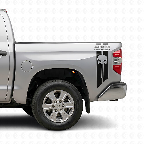 Ensemble d'autocollants vinyle arrière latéraux 4x4 Off Road Punisher Skull pour Toyota Tacoma Tundra