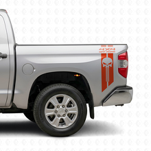 Ensemble d'autocollants vinyle arrière latéraux 4x4 Off Road Punisher Skull pour Toyota Tacoma Tundra_4