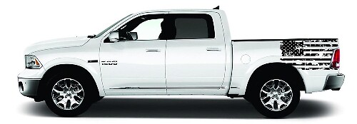 Ensemble d'autocollants en vinyle représentant un drapeau américain usé pour le côté du lit Dodge Ram 1500-3500