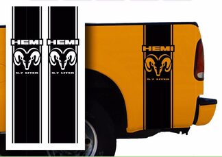 Autocollants de décalcomanie Hemi Dodge Mopar Pickup Truck Bed Stripes / Choisissez la couleur