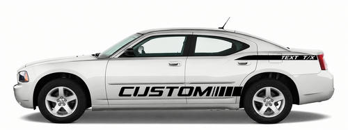 TEXTE PERSONNALISÉ T/X Bande latérale Paire Autocollant Vinyle Bas de caisse d'aile arrière pour Dodge Charger 2006-2010