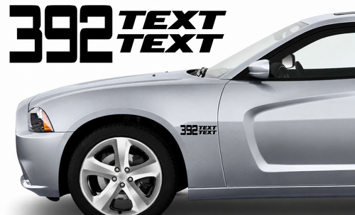 392 Shaker Scat Pack Style TEXT TEXT Pair — Autocollant vinyle (aile) pour Dodge Charger